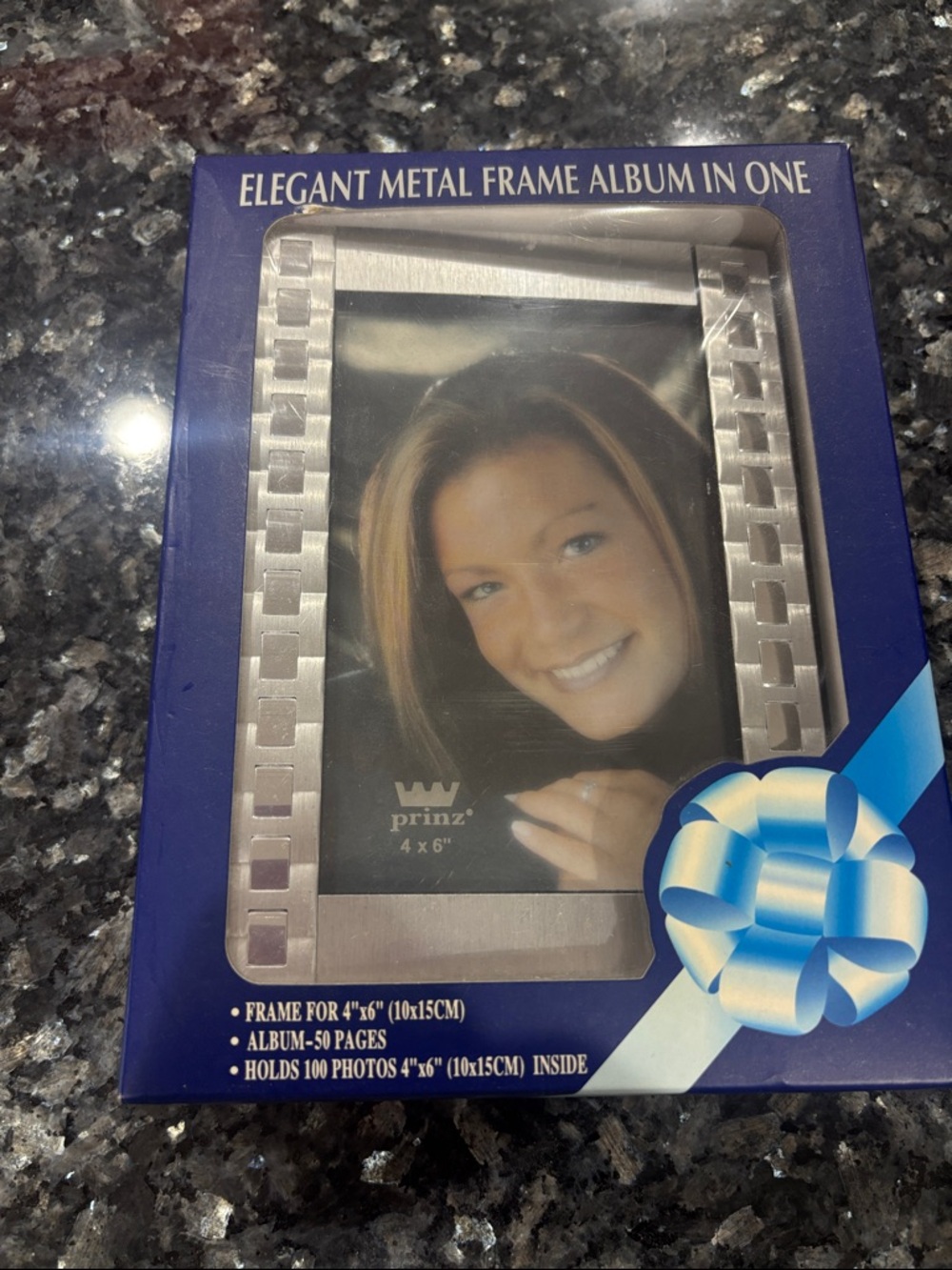 Prinz Silver Metal Picture Frame Album - 4x6 Elegant Frame